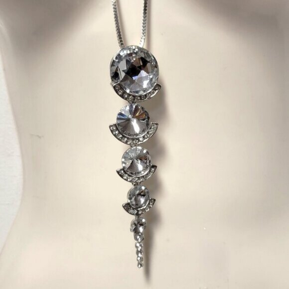 Crystal Teardrop Pendant Necklace STATEMENT Crystal Pendant Necklace - Picture 4 of 13